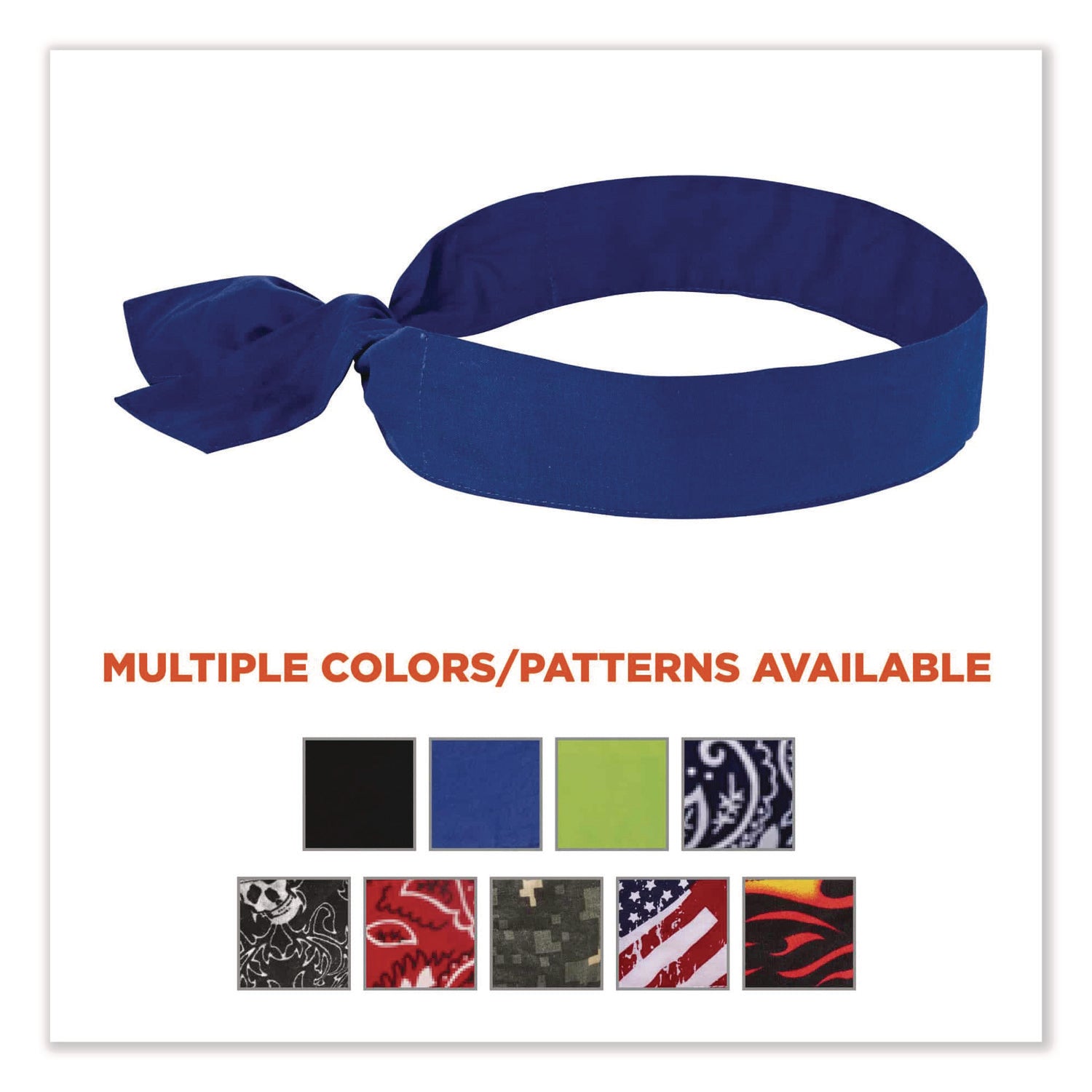 Chill-Its 6700 Cooling Bandana Polymer Tie Headband, One Size Fits Most, Solid Blue, Ships in 1-3 Business Days