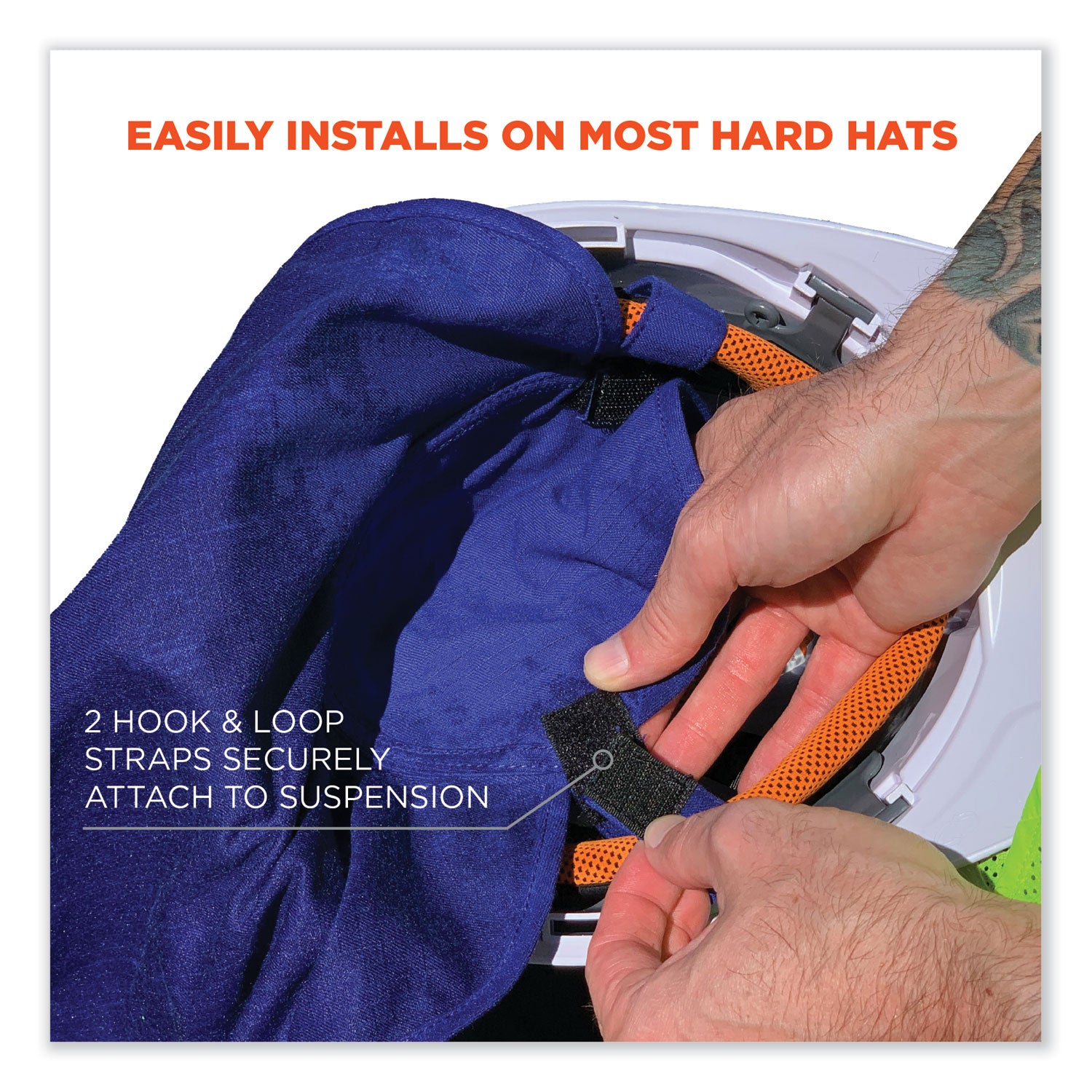 Chill-Its 6717 Cooling Hard Hat Pad and Neck Shade - Polymers, 12.5 x 9.75, Blue, Ships in 1-3 Business Days