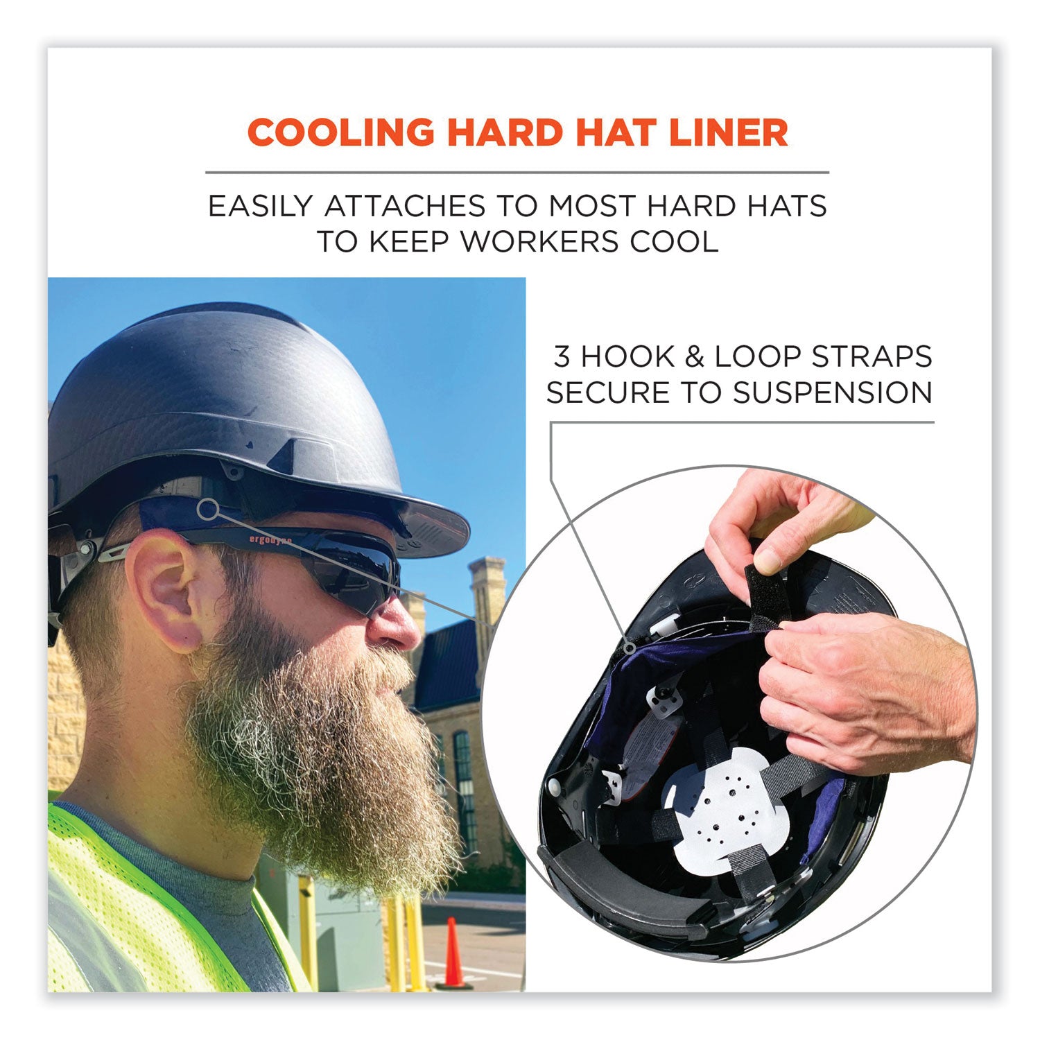Chill-Its 6716 Cooling Hard Hat Liner - Polymers, 13.25 x 1.88, Blue, Ships in 1-3 Business Days