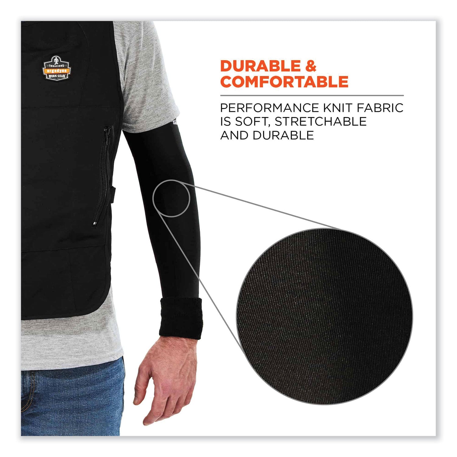 Chill-Its 6690 Performance Knit Cooling Arm Sleeve, Polyester/Spandex, Medium, Black, 2 Sleeves, Ships in 1-3 Business Days