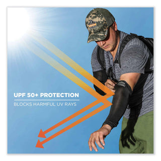 Chill-Its 6690 Performance Knit Cooling Arm Sleeve, Polyester/Spandex, Large, Black, 2 Sleeves, Ships in 1-3 Business Days