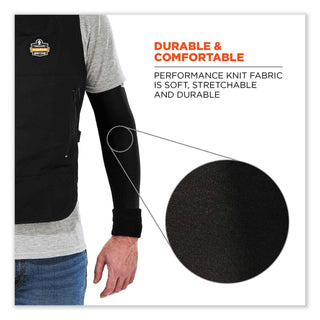 Chill-Its 6690 Performance Knit Cooling Arm Sleeve, Polyester/Spandex, 2X-Large, Black, 2 Sleeves, Ships in 1-3 Business Days