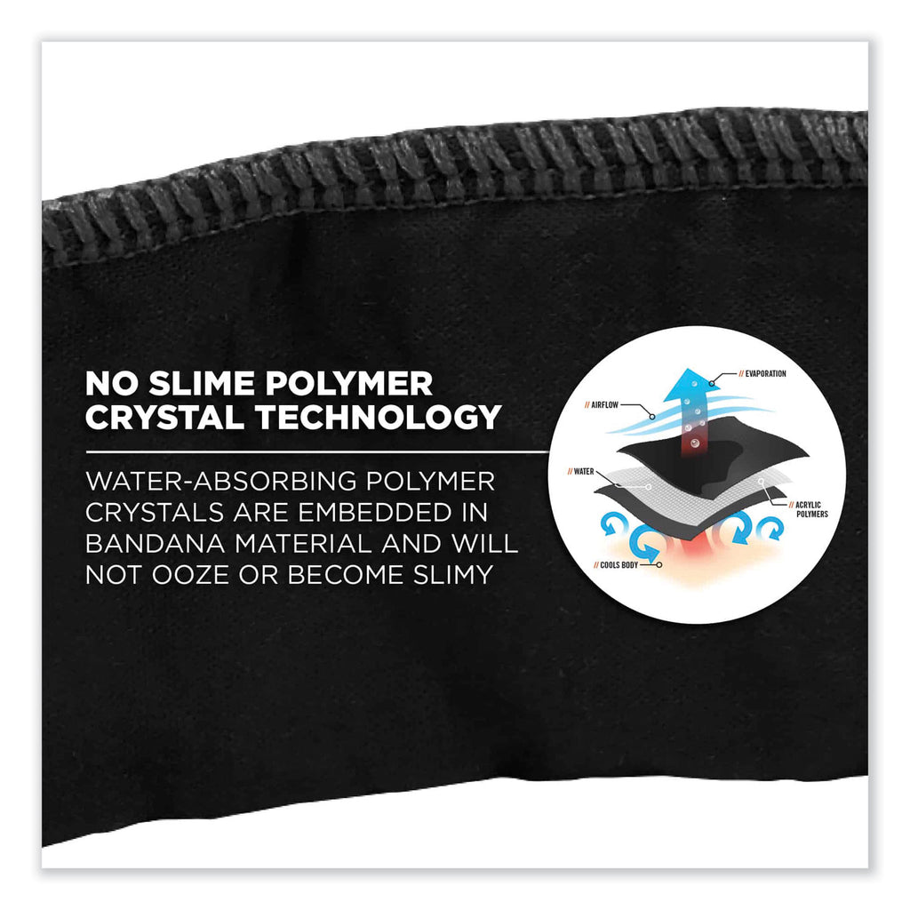 Chill-Its 6702 Cooling Embedded Polymers Tie Bandana, One Size Fits Most, Black, Ships in 1-3 Business Days