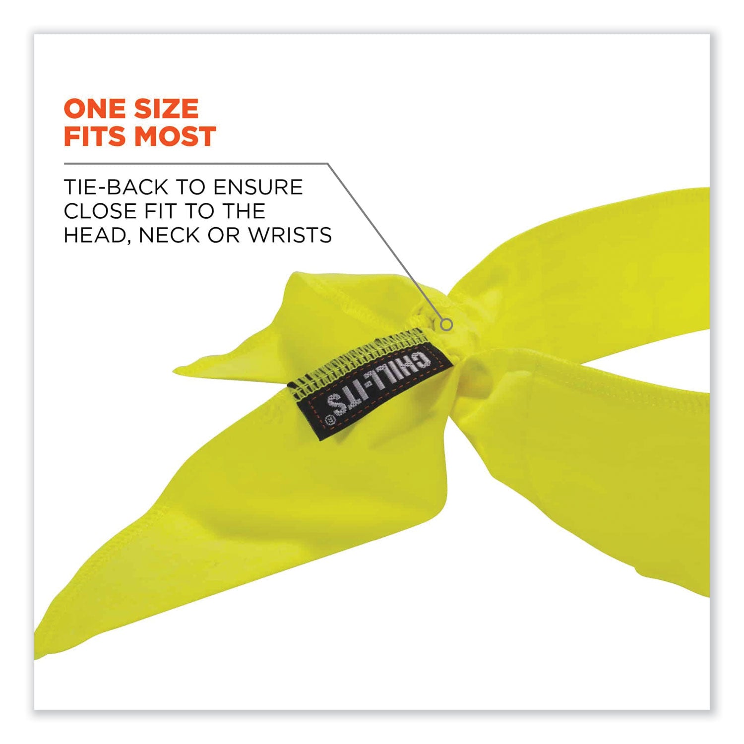 Chill-Its 6702 Cooling Embedded Polymers Tie Bandana, One Size Fits Most, Lime, Ships in 1-3 Business Days