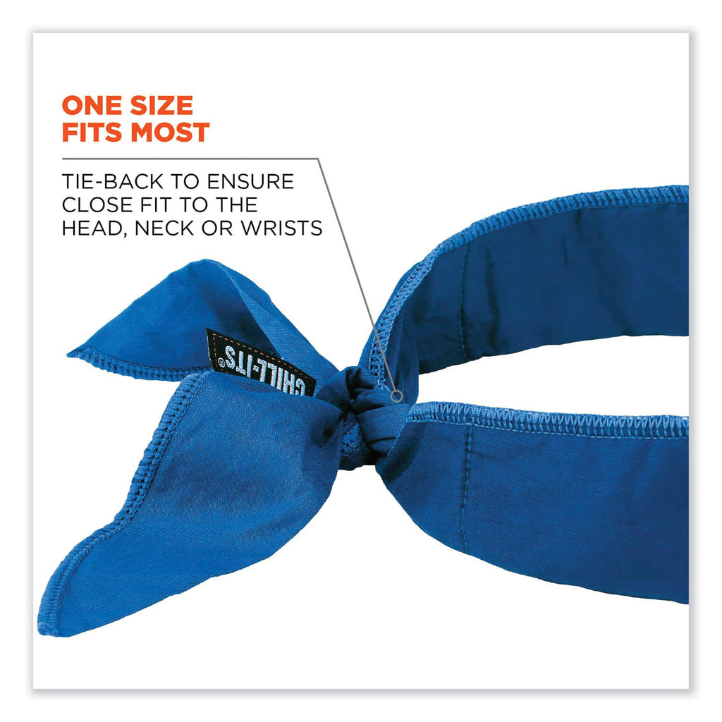 Chill-Its 6702 Cooling Embedded Polymers Tie Bandana, One Size Fits Most, Solid Blue, Ships in 1-3 Business Days