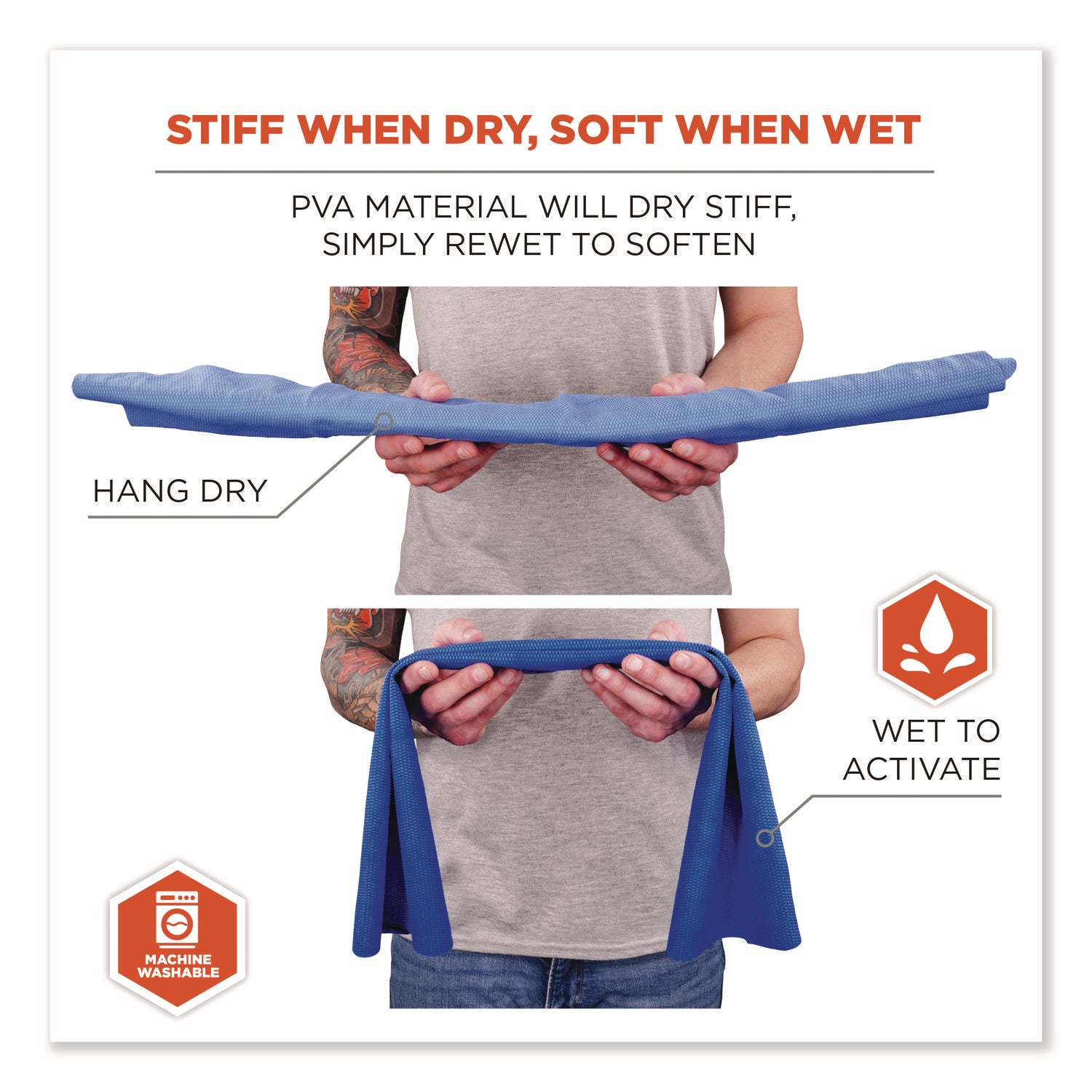 Chill-Its 6603 Evaporative PVA Cooling Band, 29.5 x 4, One Size Fits Most, PVA, Blue, Ships in 1-3 Business Days