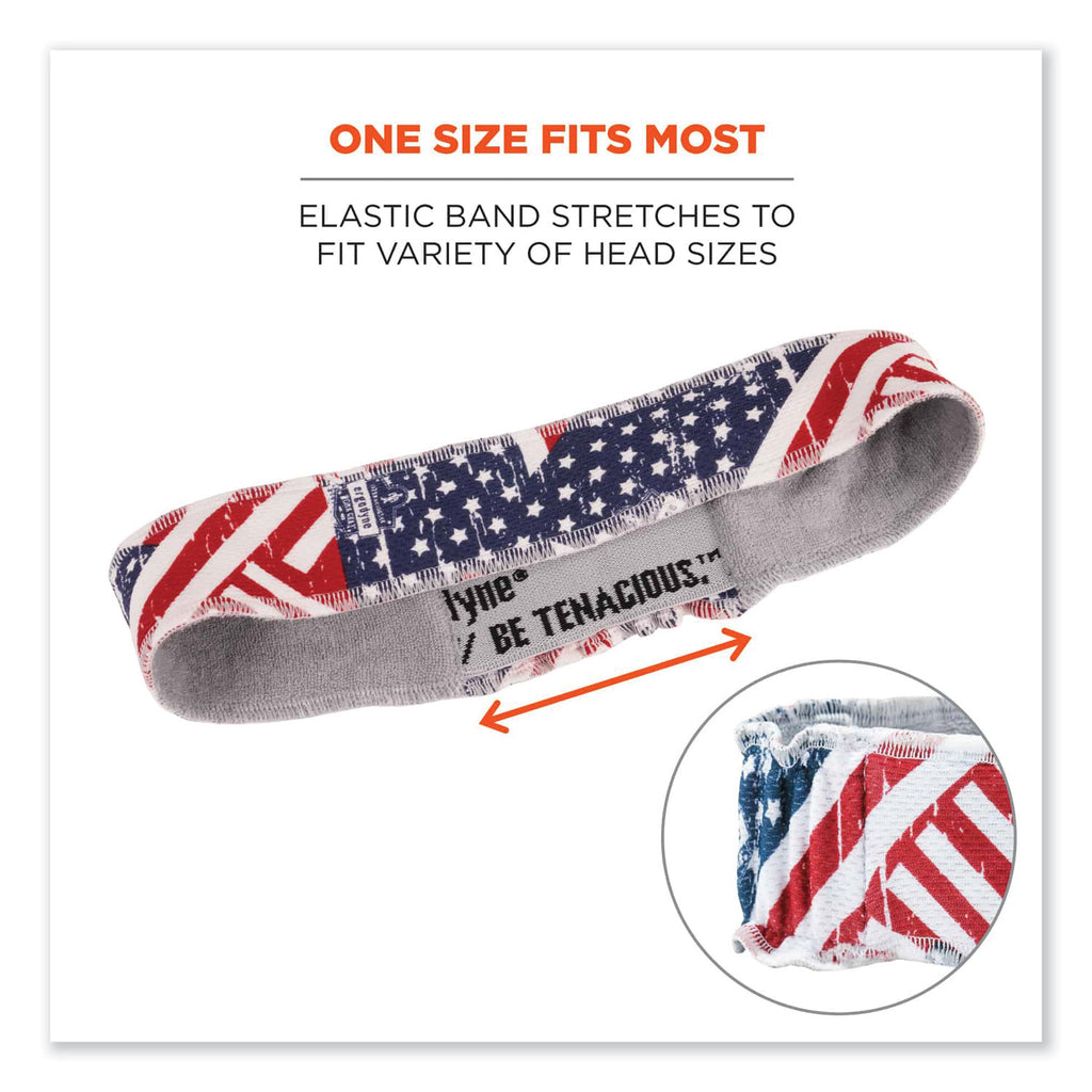 Chill-Its 6605 High-Performance Cotton Terry Cloth Sweatband, One Size, Stars and Stripes, Ships in 1-3 Business Days
