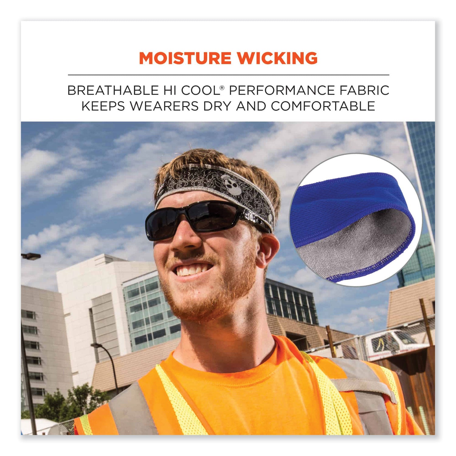Chill-Its 6605 High-Perform Terry Cloth Sweatband, Cotton Terry Cloth, One Size Fits Most, Blue, Ships in 1-3 Business Days