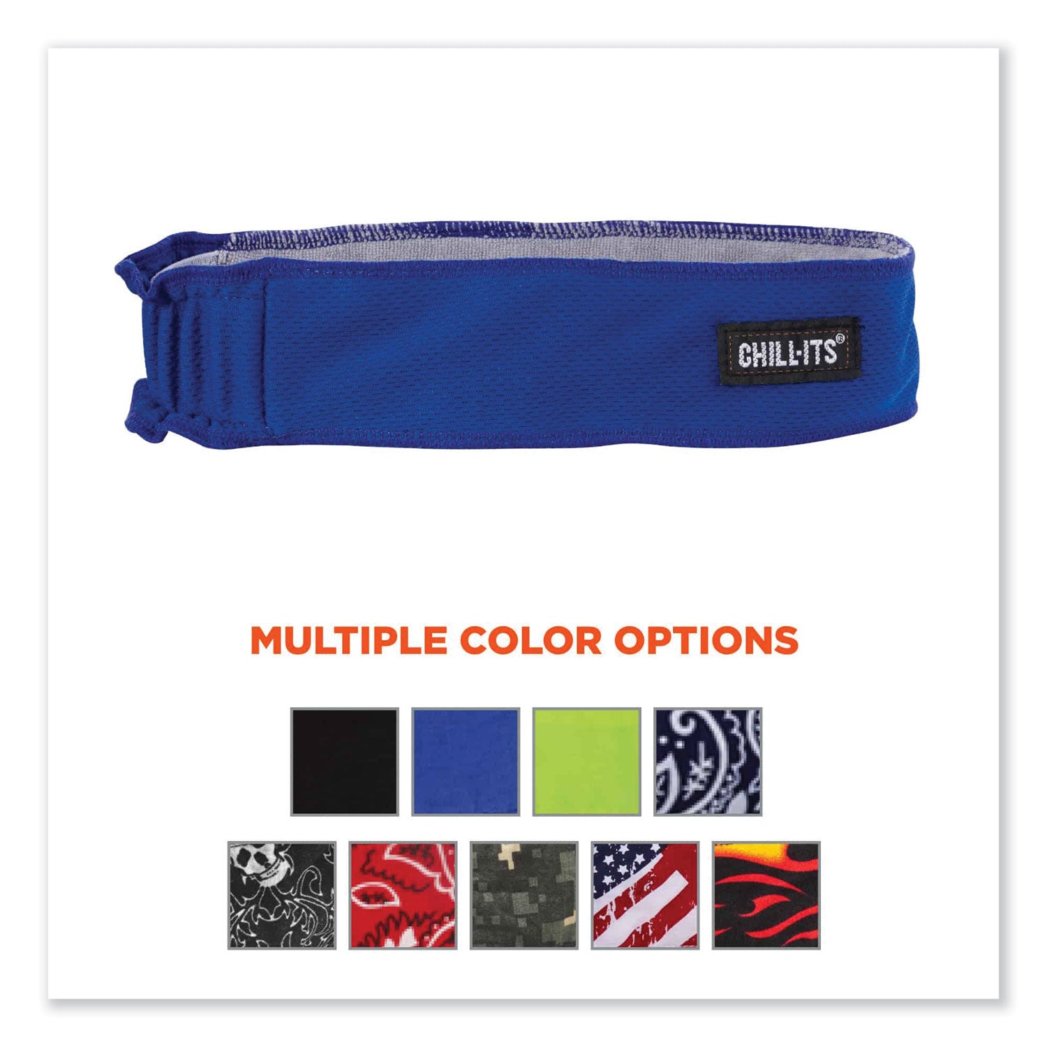 Chill-Its 6605 High-Perform Terry Cloth Sweatband, Cotton Terry Cloth, One Size Fits Most, Blue, Ships in 1-3 Business Days