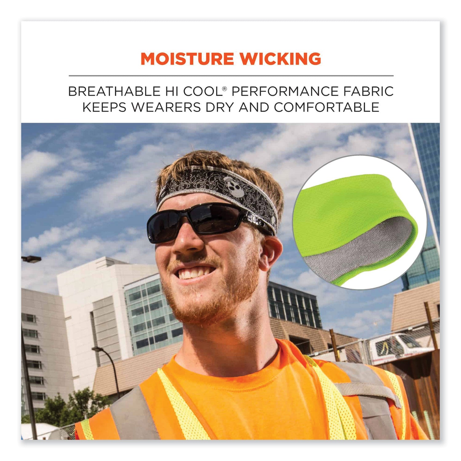 Chill-Its 6605 High-Perform Terry Cloth Sweatband, Cotton Terry Cloth, One Size Fits Most, Lime, Ships in 1-3 Business Days
