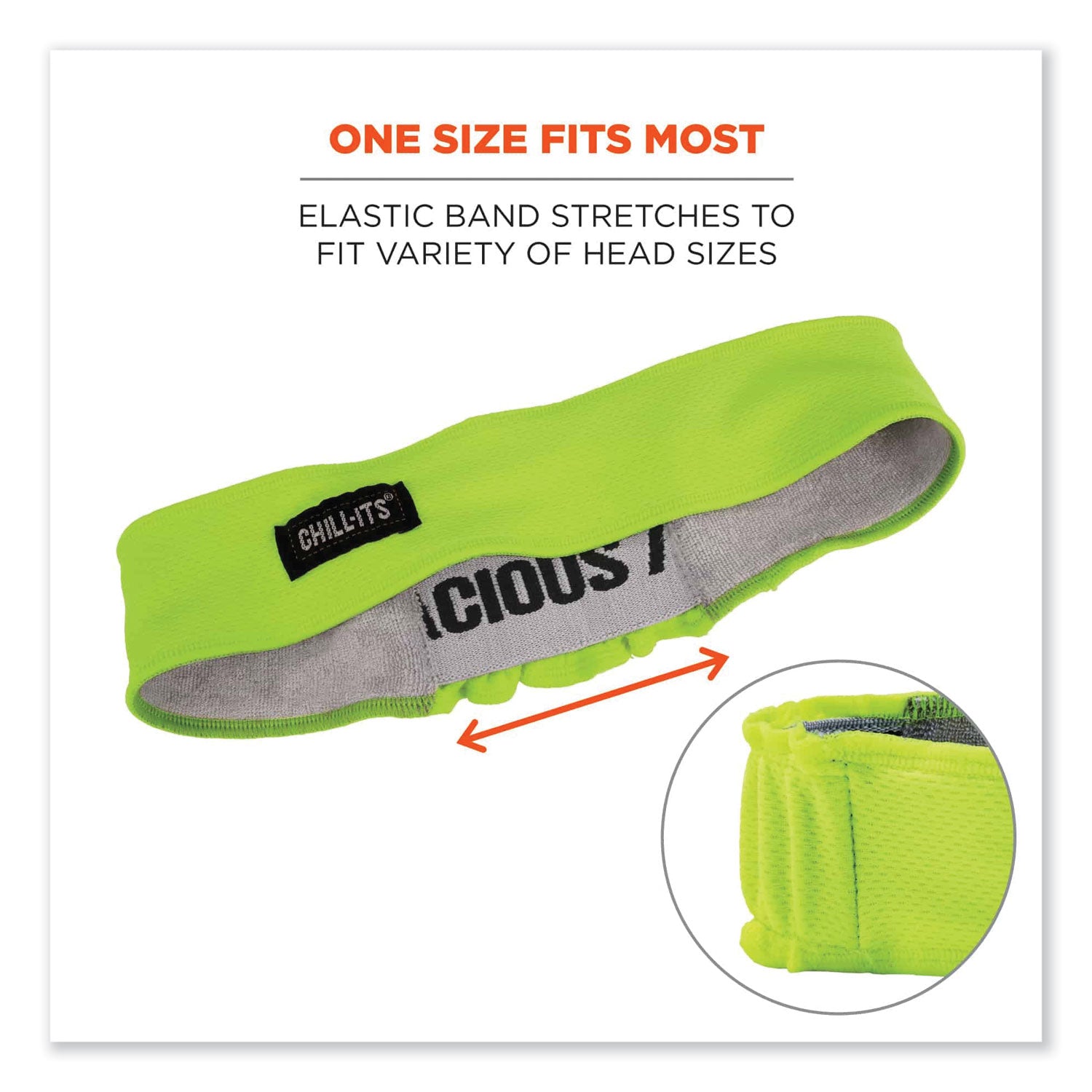 Chill-Its 6605 High-Perform Terry Cloth Sweatband, Cotton Terry Cloth, One Size Fits Most, Lime, Ships in 1-3 Business Days