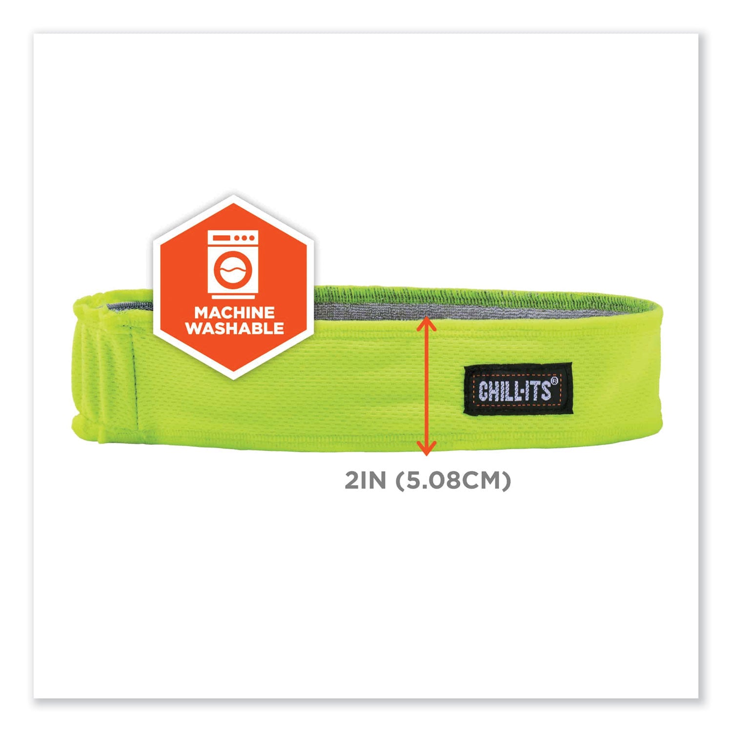Chill-Its 6605 High-Perform Terry Cloth Sweatband, Cotton Terry Cloth, One Size Fits Most, Lime, Ships in 1-3 Business Days