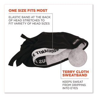 Chill-Its 6615 High-Performance Bandana Doo Rag with Terry Cloth Sweatband, One Size, Black, Ships in 1-3 Business Days