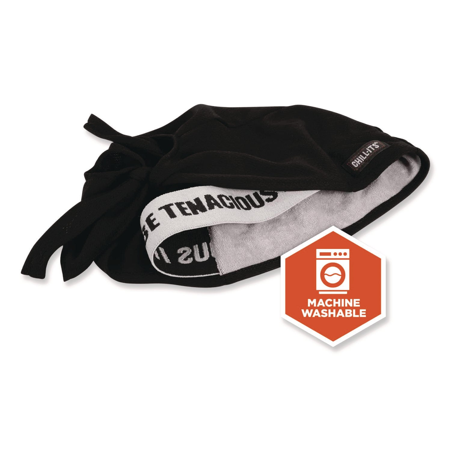 Chill-Its 6615 High-Performance Bandana Doo Rag with Terry Cloth Sweatband, One Size, Black, Ships in 1-3 Business Days