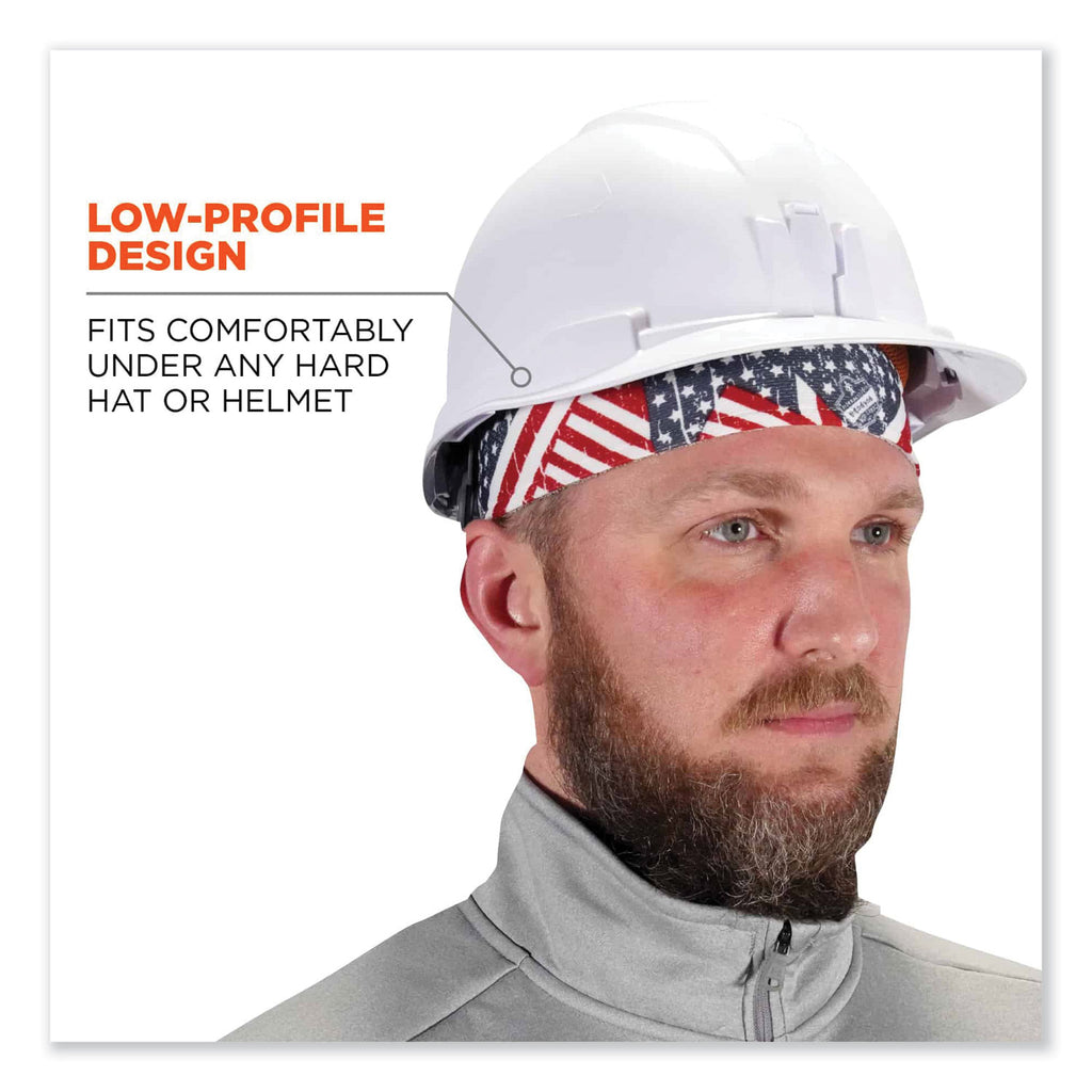 Chill-Its 6630 High-Performance Terry Cloth Skull Cap, Polyester, One Size, Stars and Stripes, Ships in 1-3 Business Days