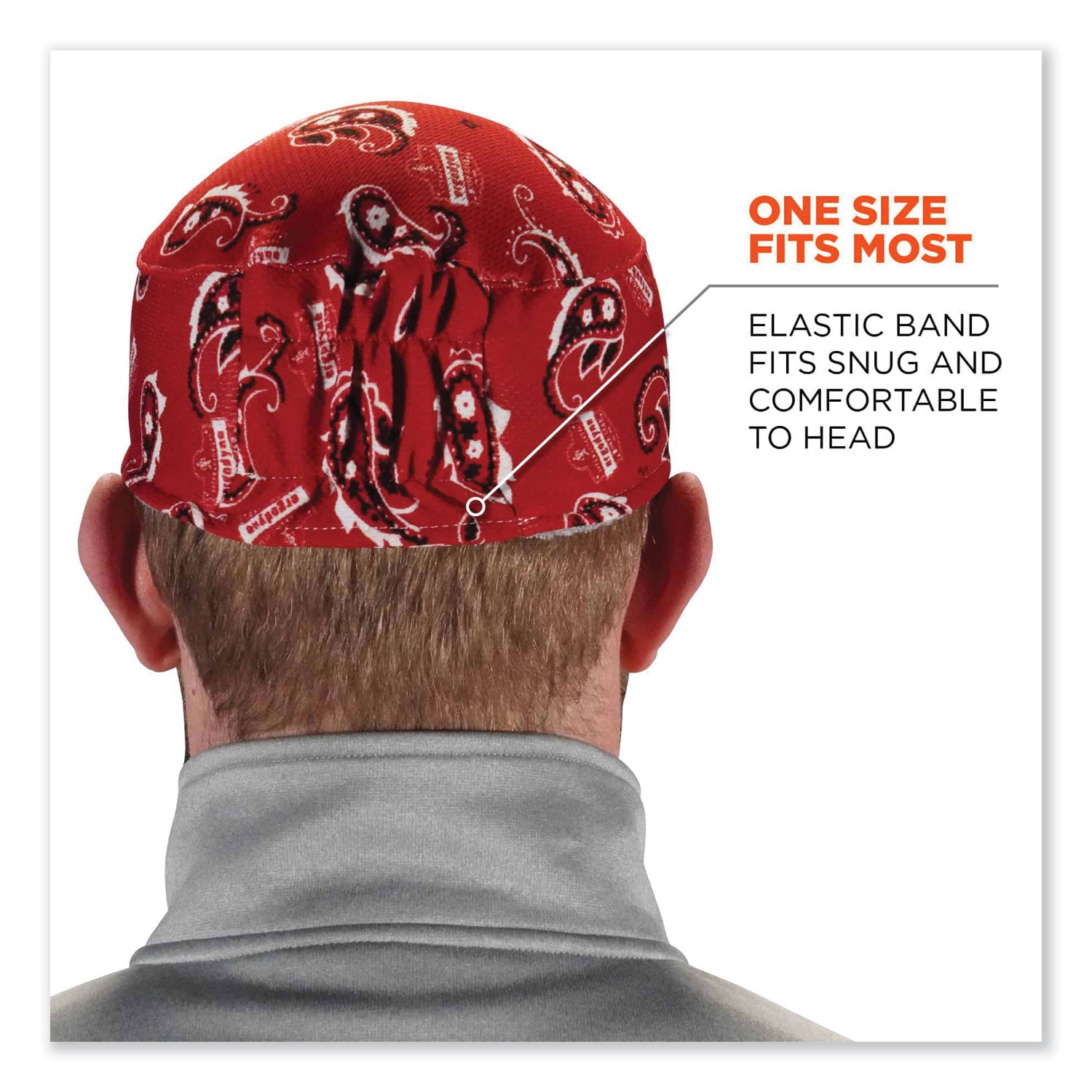 Chill-Its 6630 High-Performance Terry Cloth Skull Cap, Polyester, One Size Fits Most, Red Western, Ships in 1-3 Business Days