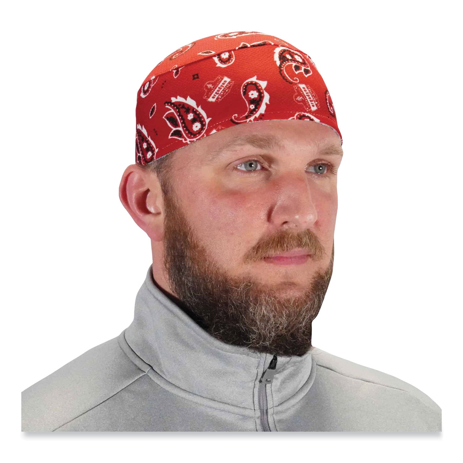 Chill-Its 6630 High-Performance Terry Cloth Skull Cap, Polyester, One Size Fits Most, Red Western, Ships in 1-3 Business Days