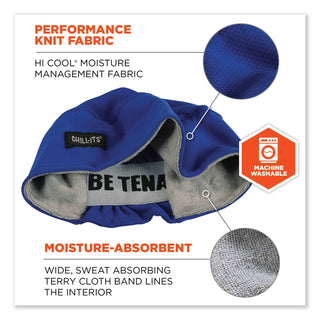 Chill-Its 6630 High-Performance Terry Cloth Skull Cap, Polyester, One Size Fits Most, Blue, Ships in 1-3 Business Days
