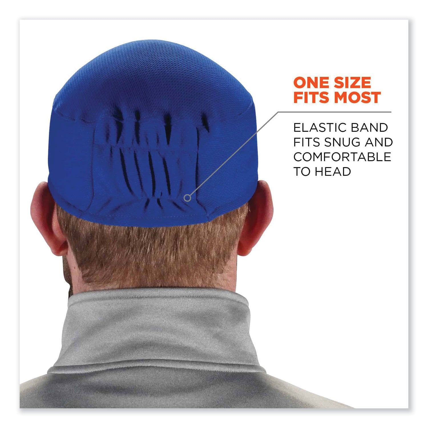 Chill-Its 6630 High-Performance Terry Cloth Skull Cap, Polyester, One Size Fits Most, Blue, Ships in 1-3 Business Days