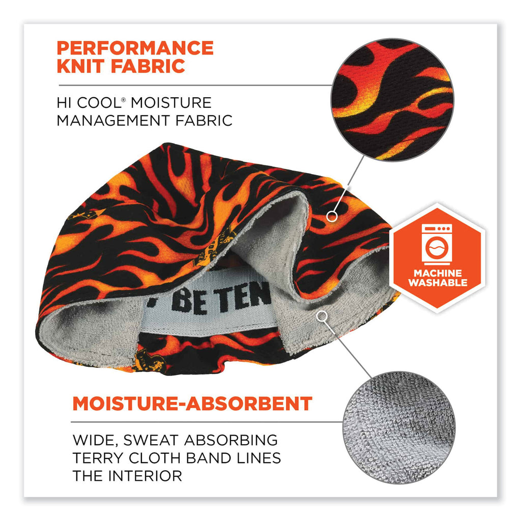 Chill-Its 6630 High-Performance Terry Cloth Skull Cap, Polyester, One Size Fits Most, Flames, Ships in 1-3 Business Days