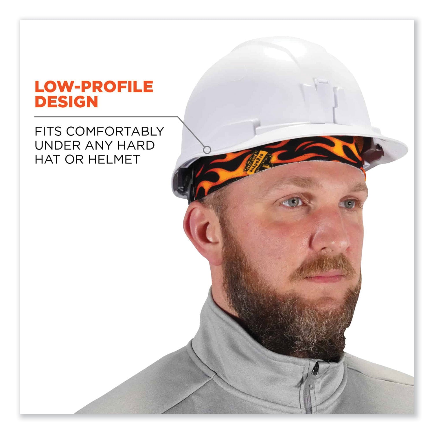 Chill-Its 6630 High-Performance Terry Cloth Skull Cap, Polyester, One Size Fits Most, Flames, Ships in 1-3 Business Days