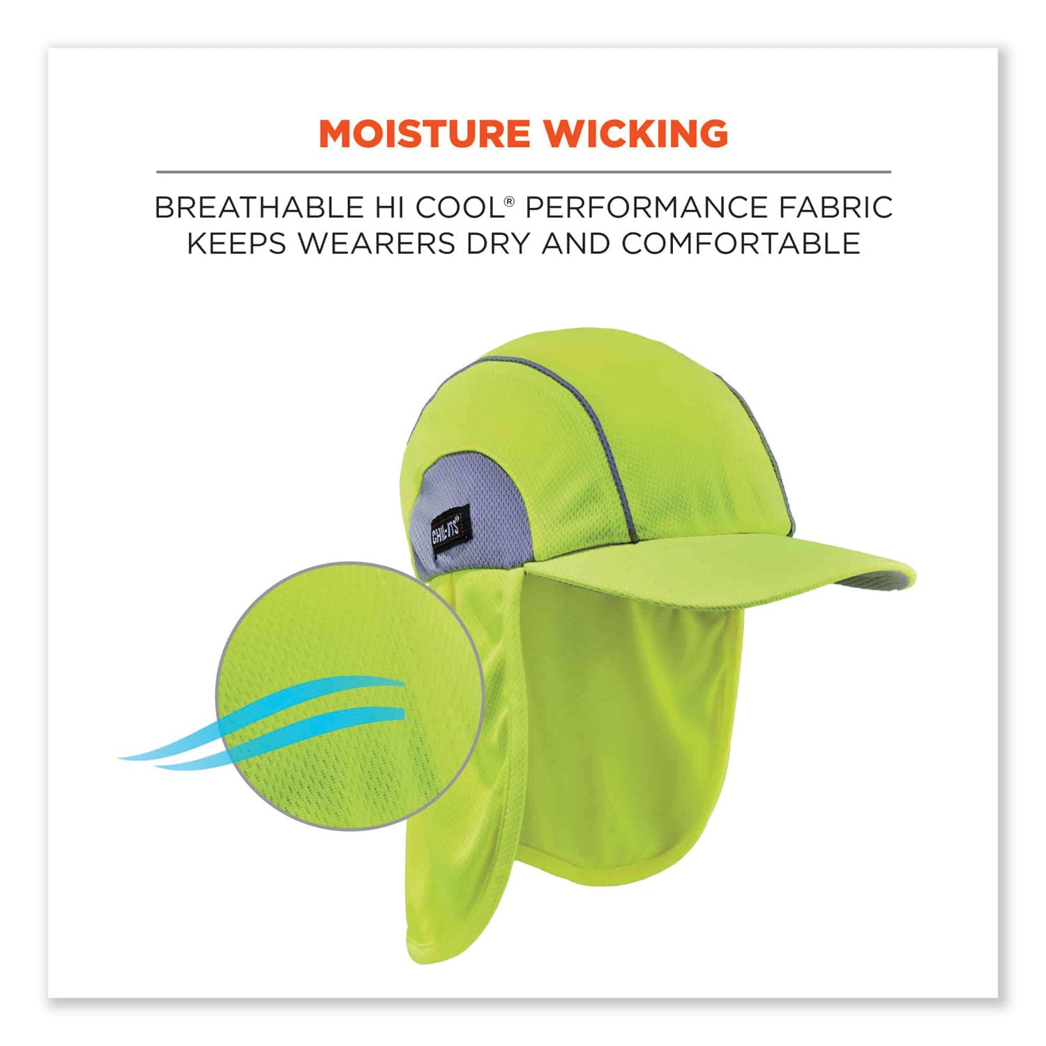 Chill-Its 6650 High-Performance Hat Plus Neck Shade, Polyester, One Size Fits Most, Lime, Ships in 1-3 Business Days