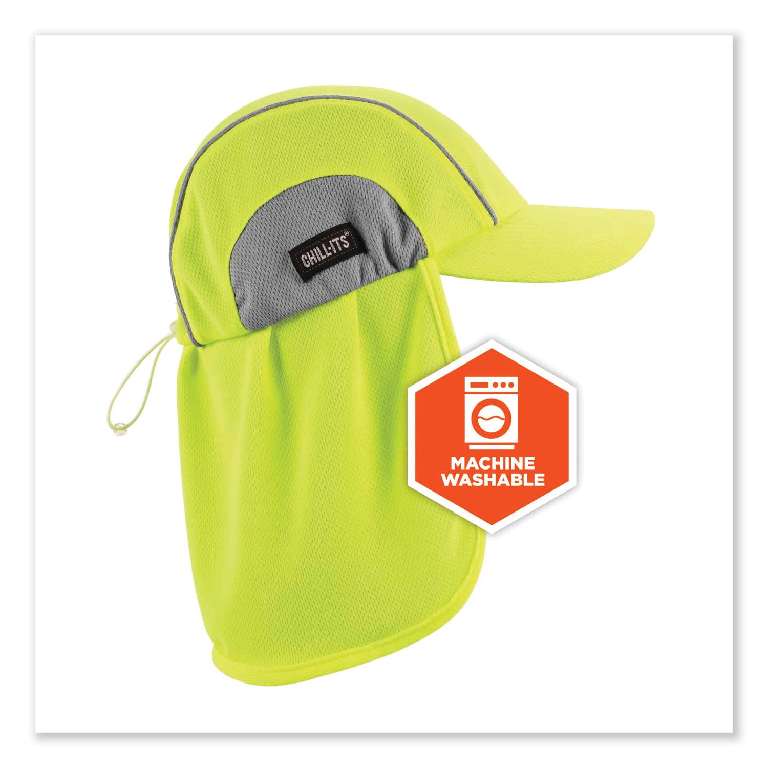 Chill-Its 6650 High-Performance Hat Plus Neck Shade, Polyester, One Size Fits Most, Lime, Ships in 1-3 Business Days
