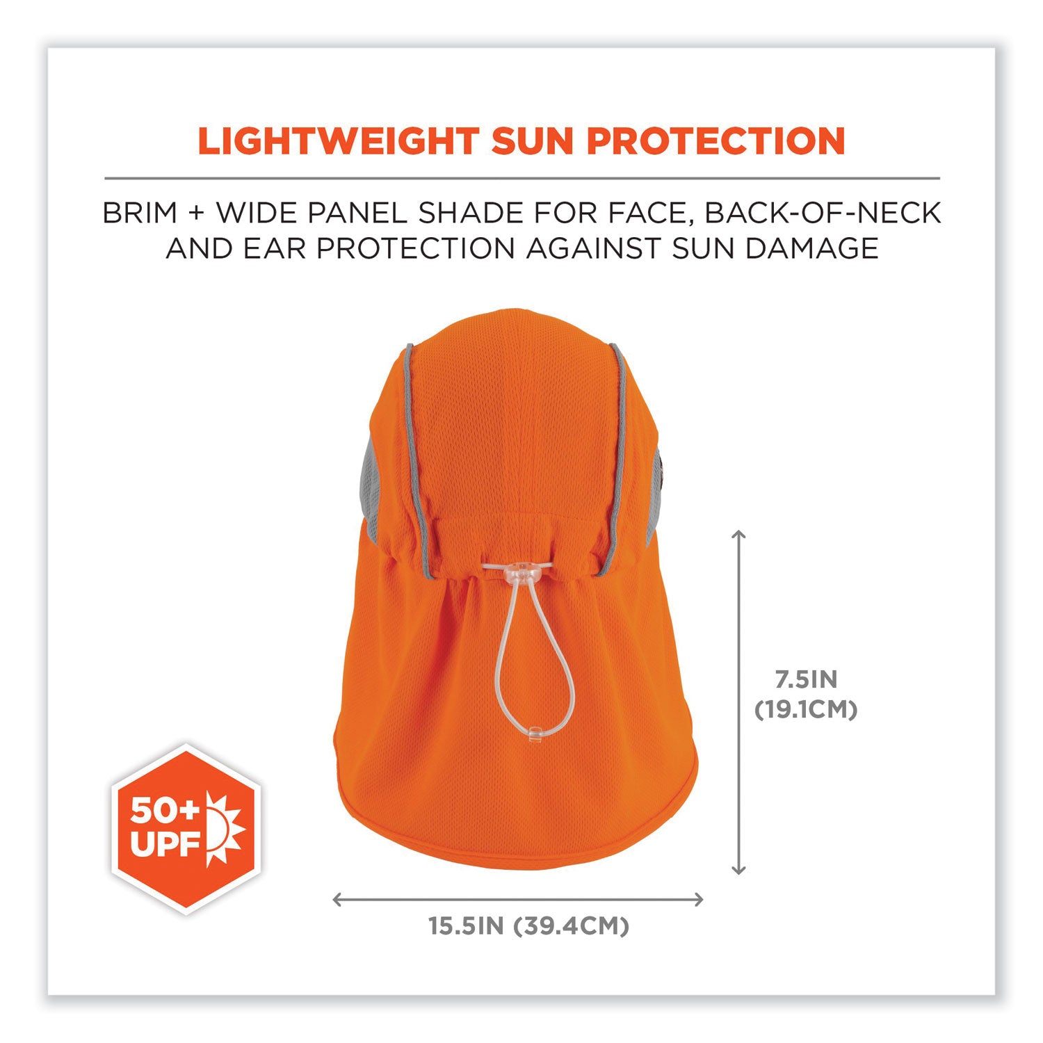Chill-Its 6650 High-Performance Hat Plus Neck Shade, Polyester, One Size Fits Most, Orange, Ships in 1-3 Business Days