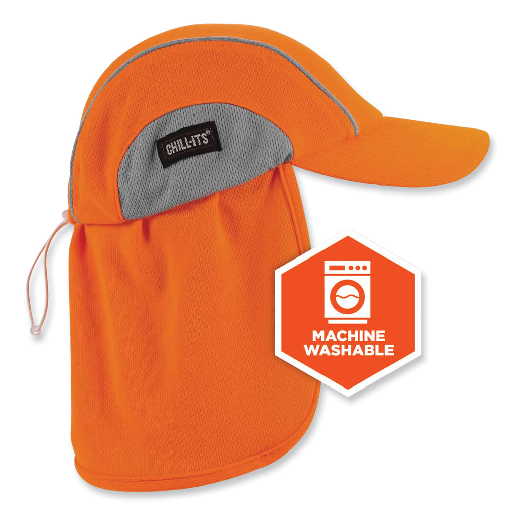 Chill-Its 6650 High-Performance Hat Plus Neck Shade, Polyester, One Size Fits Most, Orange, Ships in 1-3 Business Days