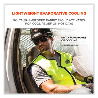 Chill-Its 6665 Embedded Polymer Cooling Vest with Zipper, Nylon/Polymer, Medium, Lime, Ships in 1-3 Business Days