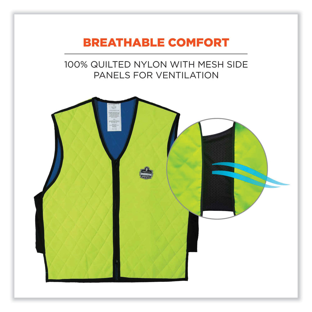 Chill-Its 6665 Embedded Polymer Cooling Vest with Zipper, Nylon/Polymer, Medium, Lime, Ships in 1-3 Business Days