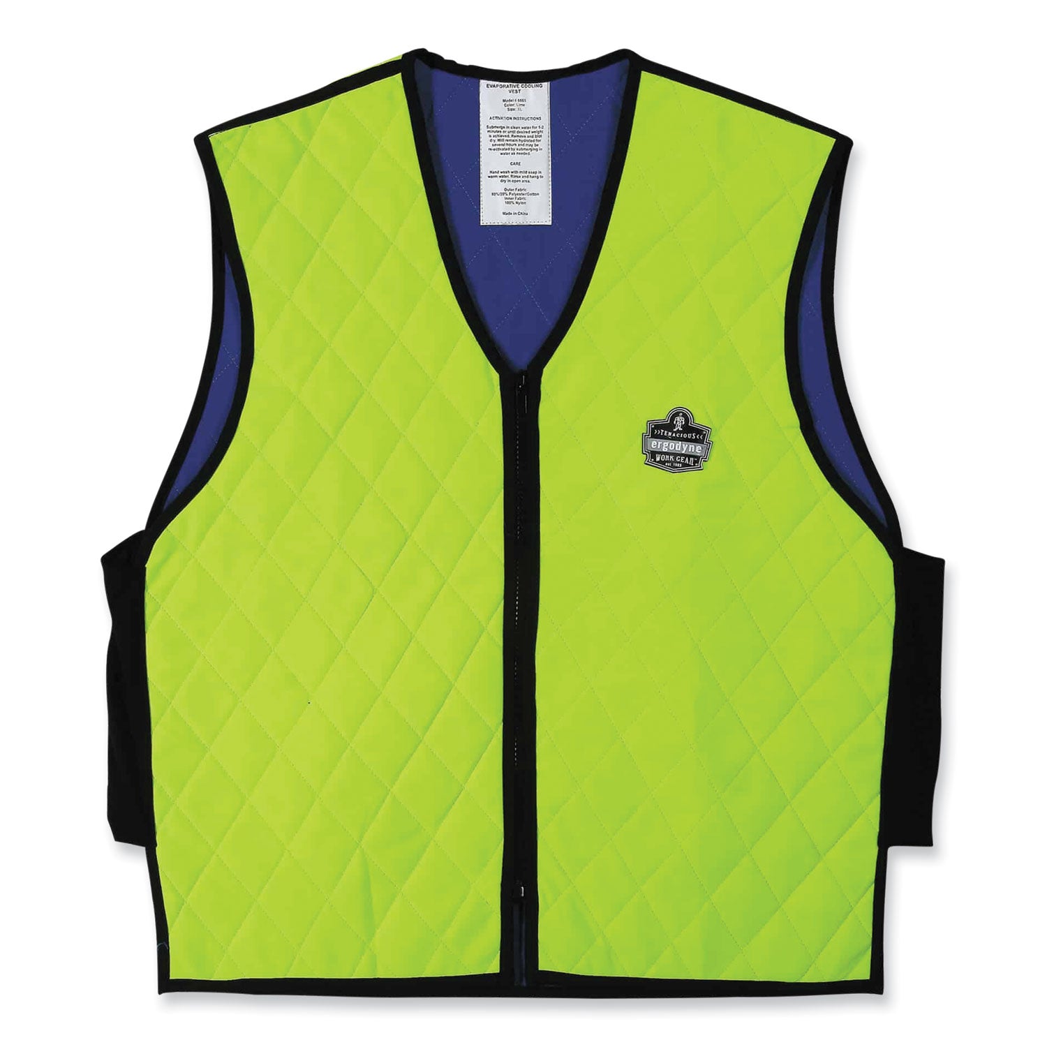 Chill-Its 6665 Embedded Polymer Cooling Vest with Zipper, Nylon/Polymer, X-Large, Lime, Ships in 1-3 Business Days
