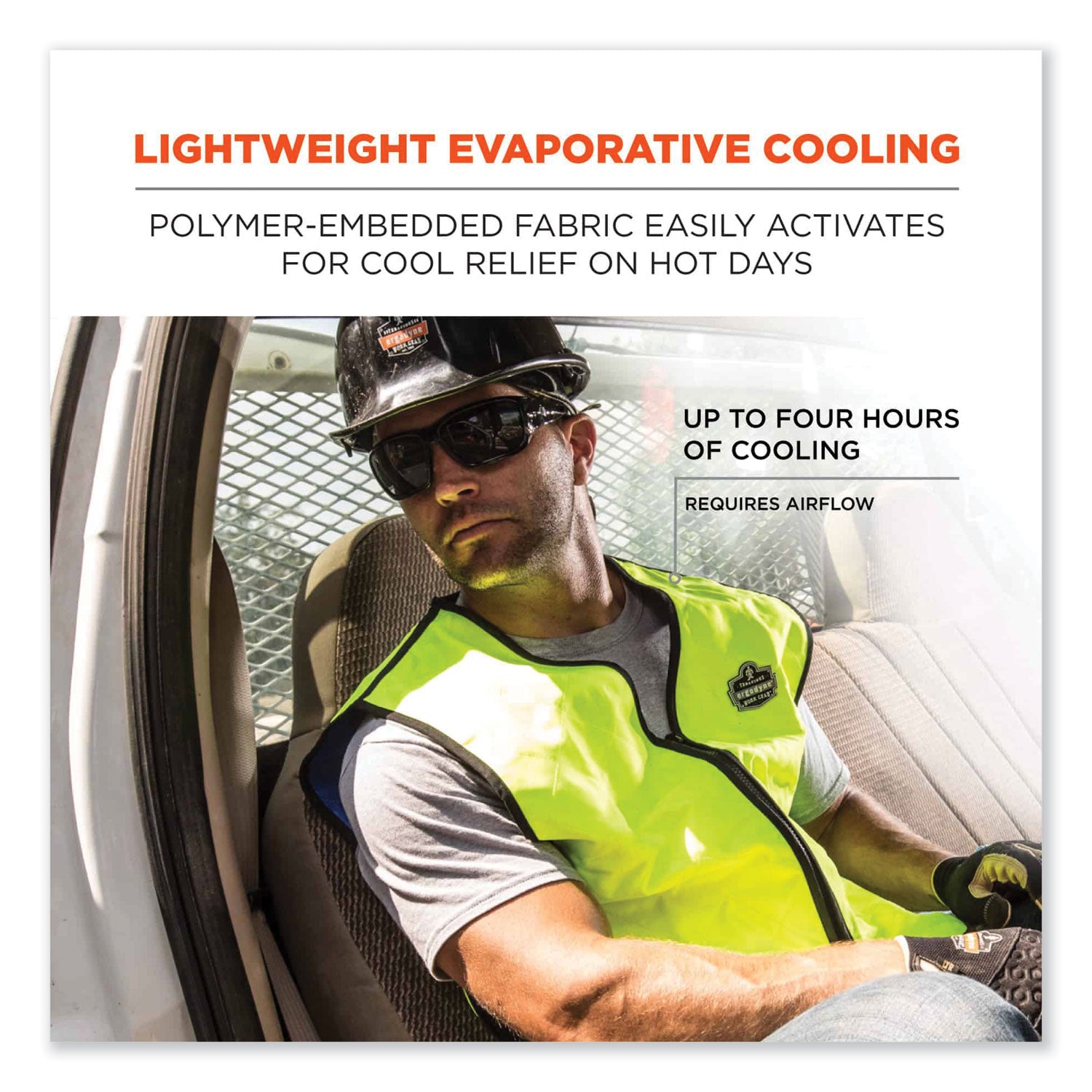 Chill-Its 6665 Embedded Polymer Cooling Vest with Zipper, Nylon/Polymer, 3X-Large, Lime, Ships in 1-3 Business Days