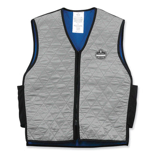 Chill-Its 6665 Embedded Polymer Cooling Vest with Zipper, Nylon/Polymer, Medium, Gray, Ships in 1-3 Business Days