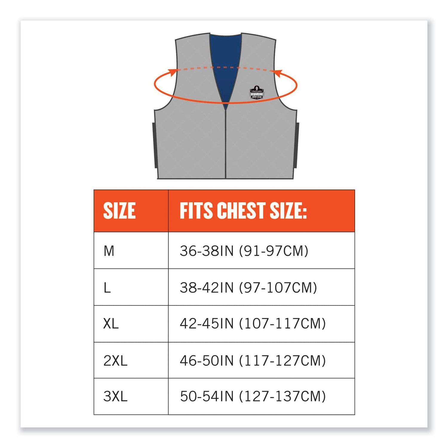 Chill-Its 6665 Embedded Polymer Cooling Vest with Zipper, Nylon/Polymer, Large, Gray, Ships in 1-3 Business Days