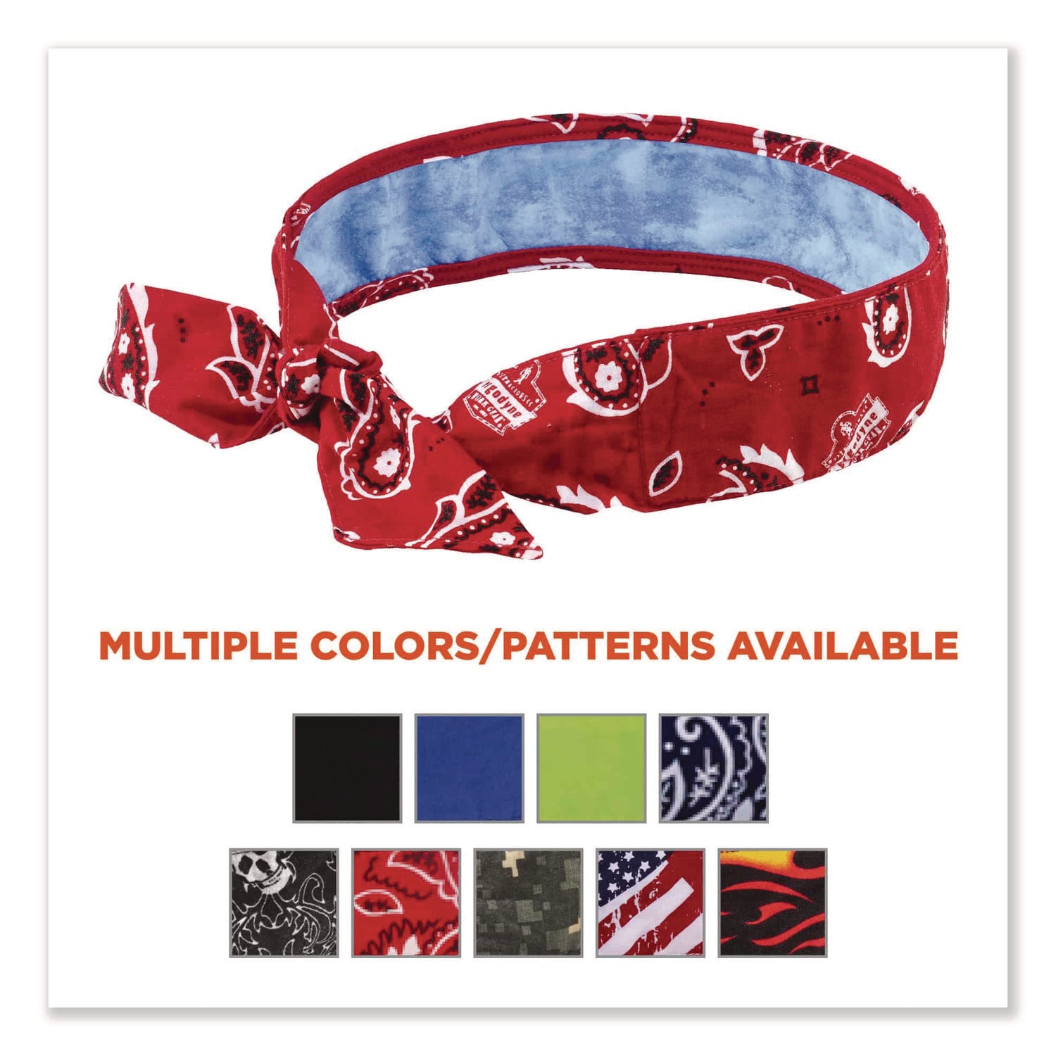 Chill-Its 6700CT Cooling Bandana PVA Tie Headband, One Size Fits Most, Red Western, Ships in 1-3 Business Days