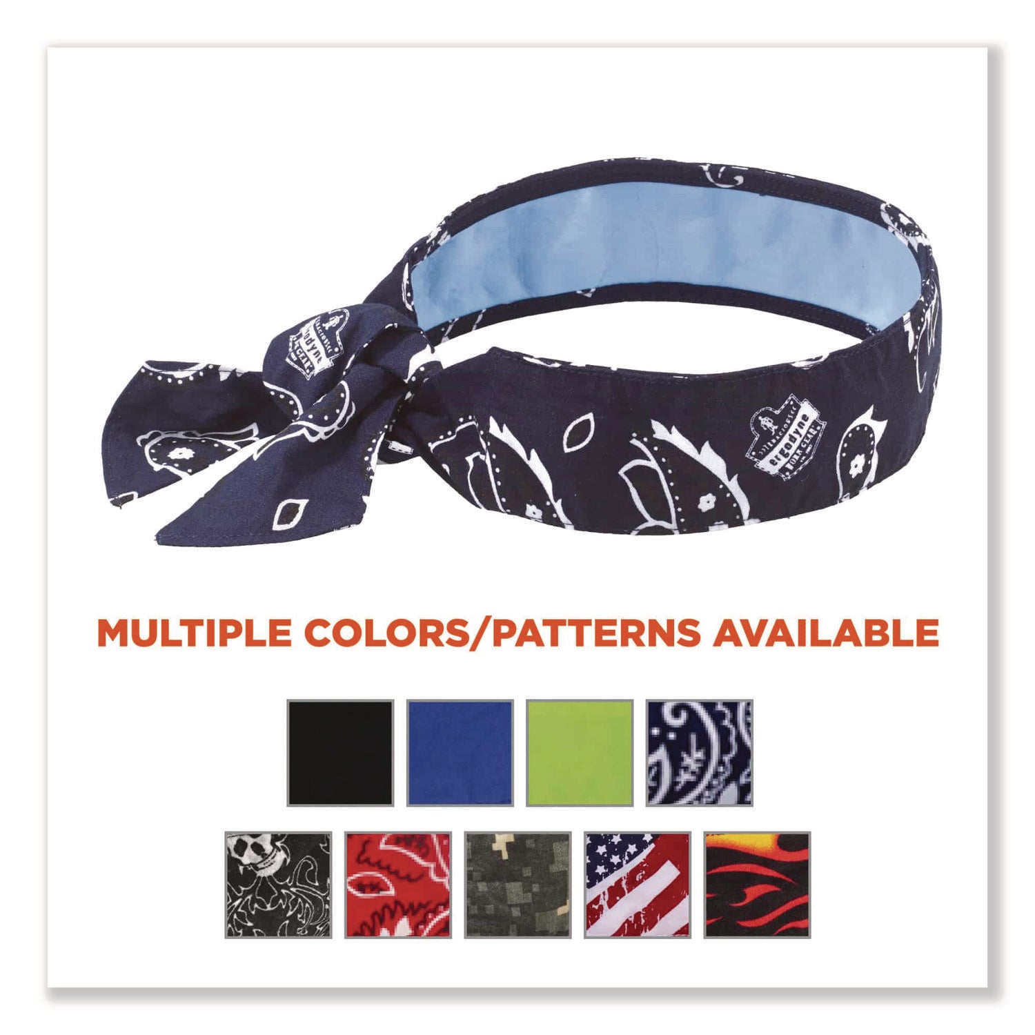 Chill-Its 6700CT Cooling Bandana PVA Tie Headband, One Size Fits Most, Navy Western, Ships in 1-3 Business Days
