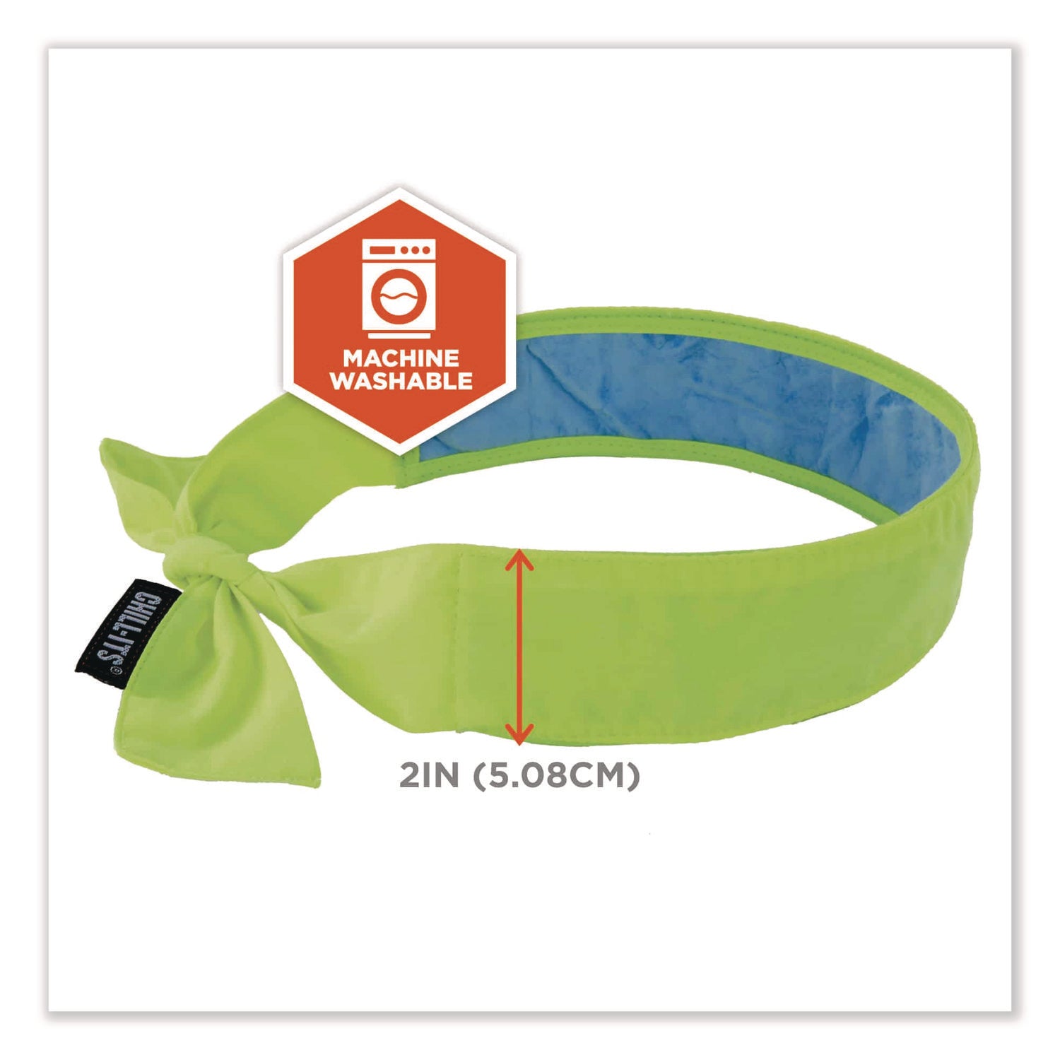 Chill-Its 6700CT Cooling Bandana PVA Tie Headband, One Size Fits Most, Lime, Ships in 1-3 Business Days