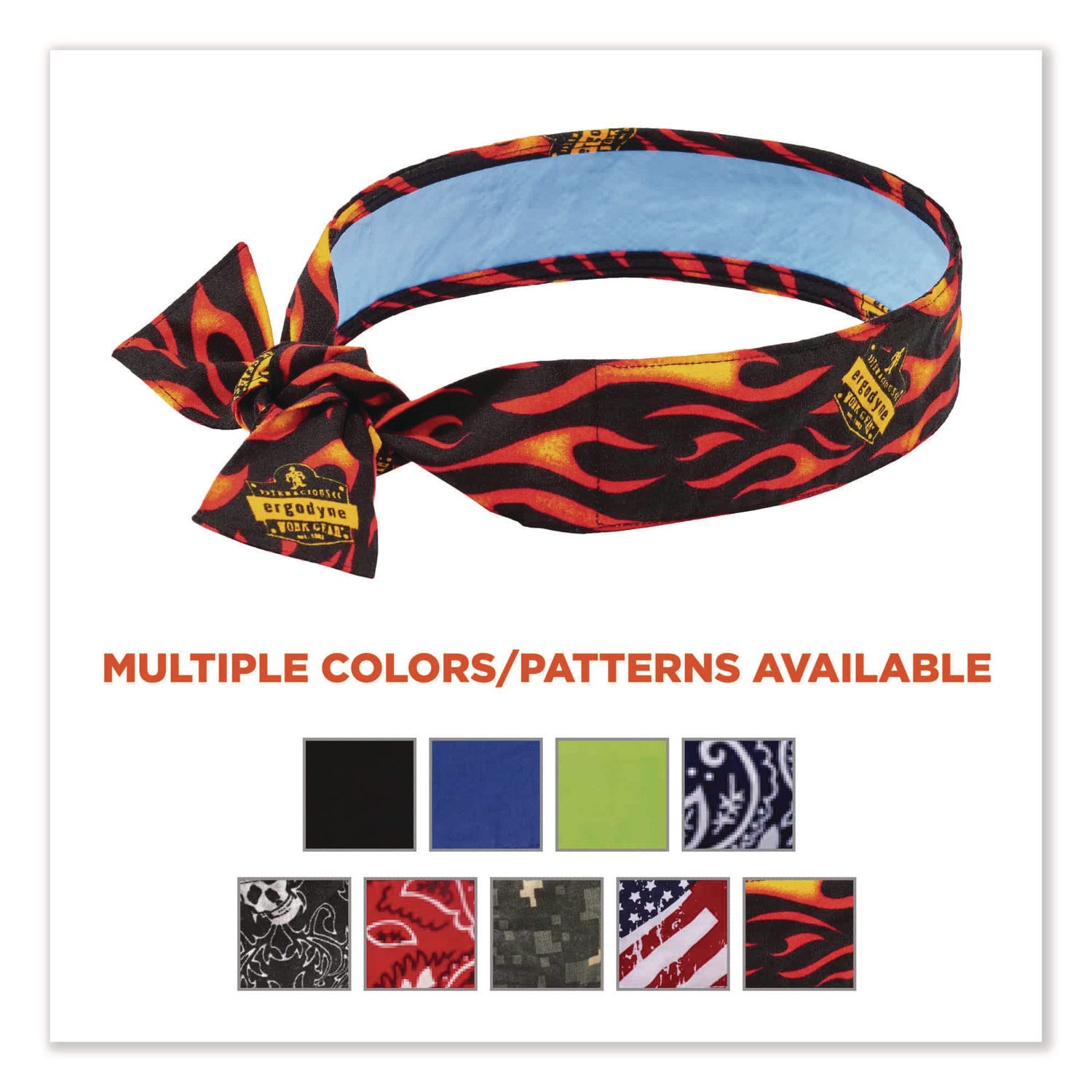 Chill-Its 6700CT Cooling Bandana PVA Tie Headband, One Size Fits Most, Flames, Ships in 1-3 Business Days