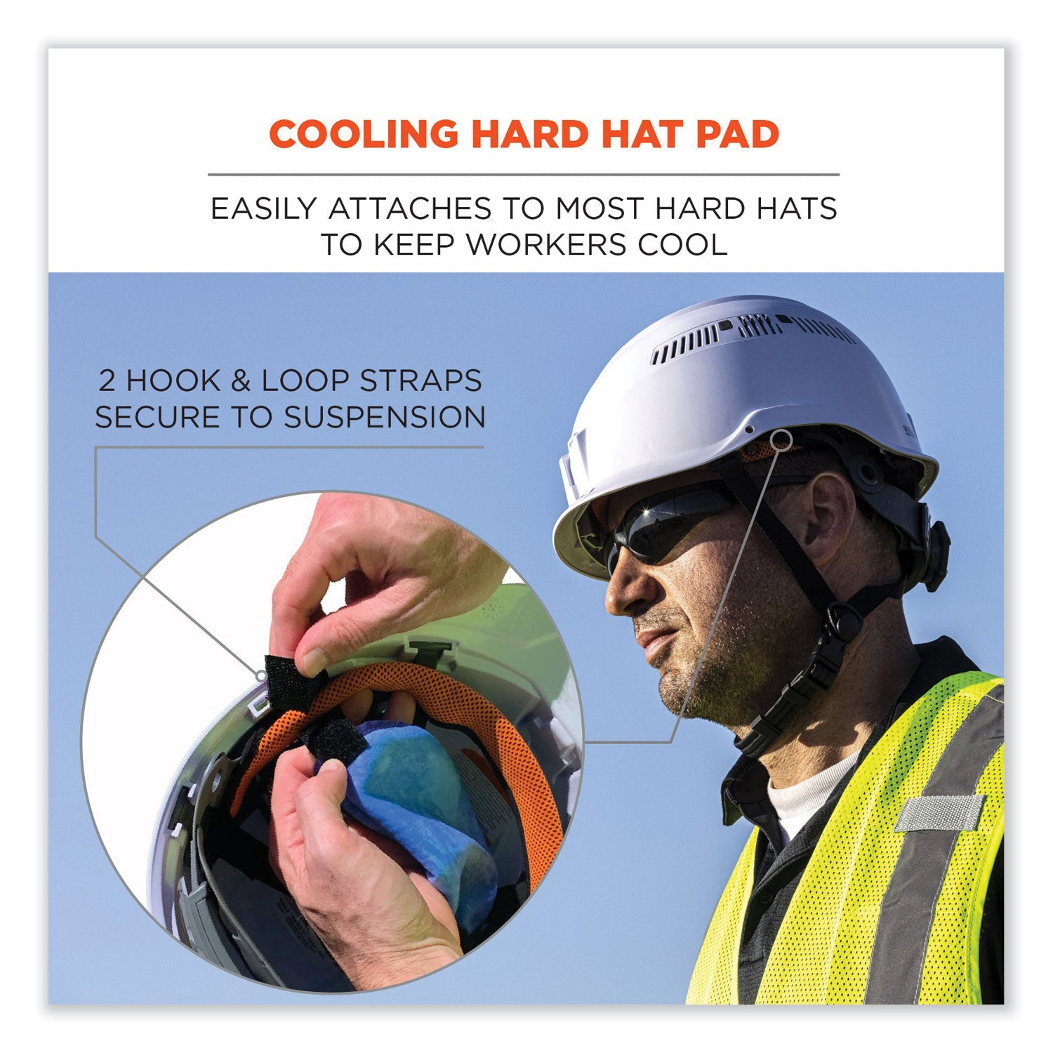 Chill-Its 6715CT Hard Hat Cooling Pad - PVA, 7 x 6.5, Blue, Ships in 1-3 Business Days