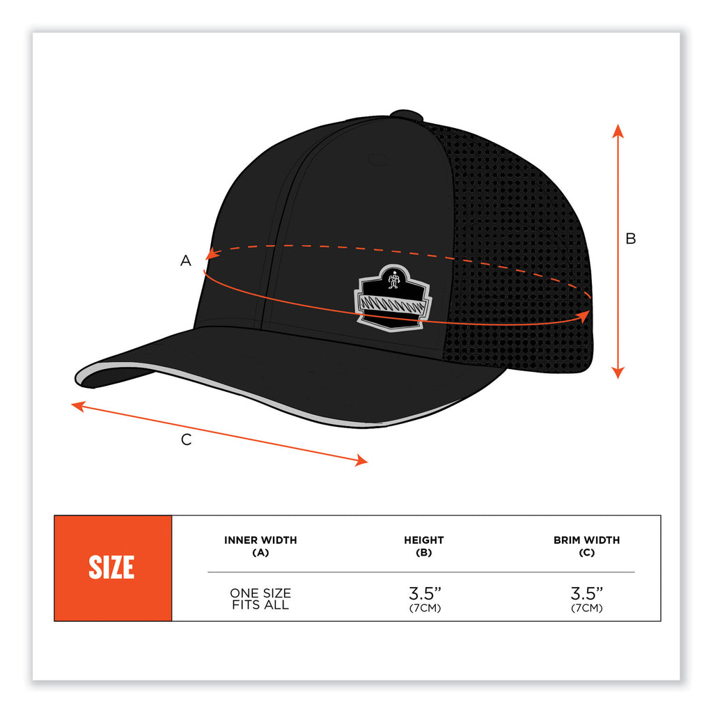 Chill-Its 8937 Performance Cooling Baseball Hat, One Size Fits Most, Black, Ships in 1-3 Business Days