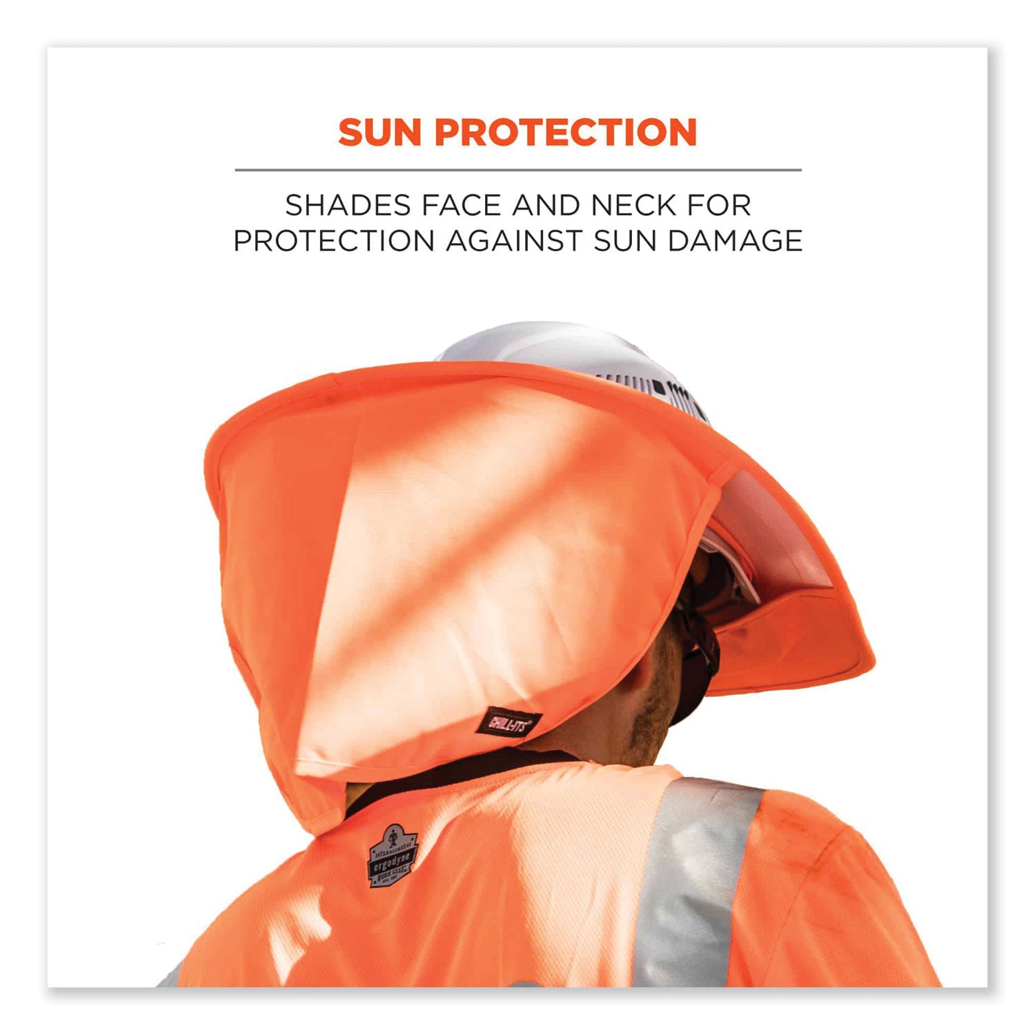 Chill-Its 6660 Hard Hat Brim + Neck Shade, 19.5 x 9.75, Orange, Ships in 1-3 Business Days
