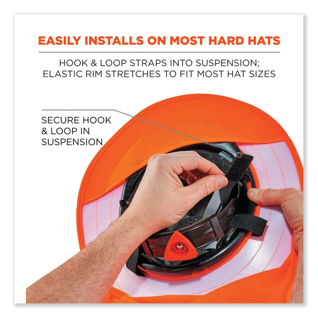 Chill-Its 6660 Hard Hat Brim + Neck Shade, 19.5 x 9.75, Orange, Ships in 1-3 Business Days