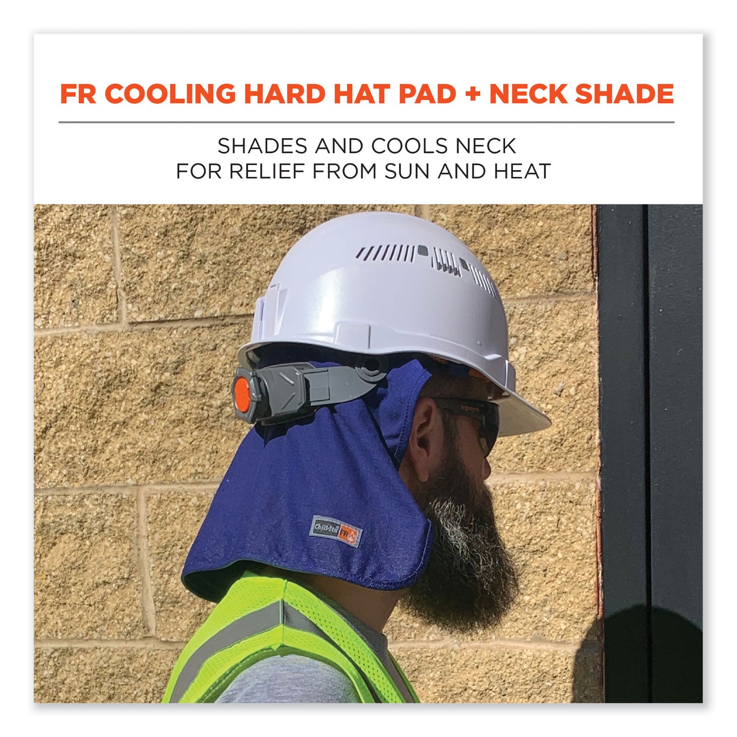 Chill-Its 6717FR FR Cooling Hard Hat Pad and Neck Shade, 12.5 x 9.75, Blue, Ships in 1-3 Business Days