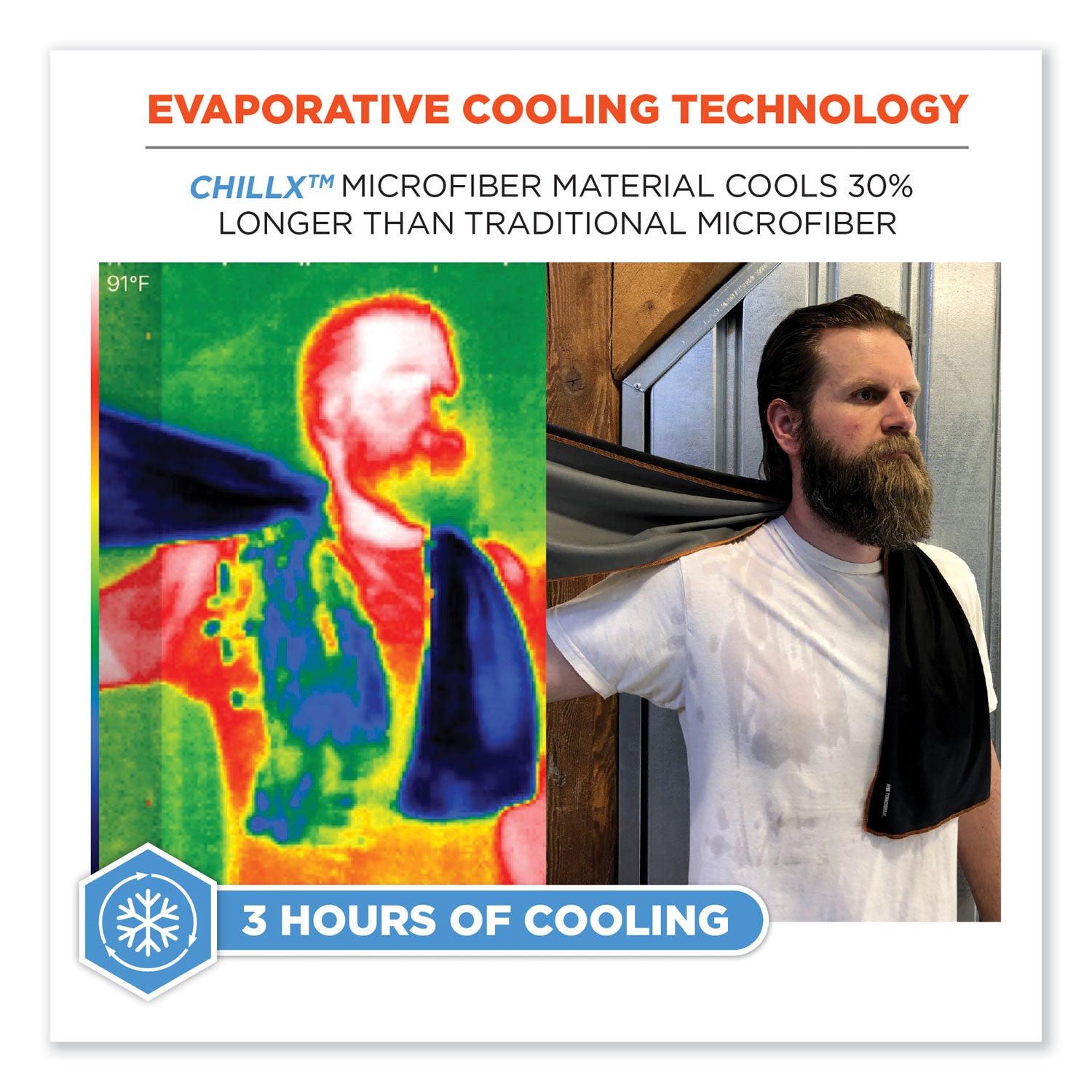 Chill-Its 6602MF Evaporative Microfiber Cooling Towel, 40.9 x 9.8, One Size, Microfiber, Blue, Ships in 1-3 Business Days