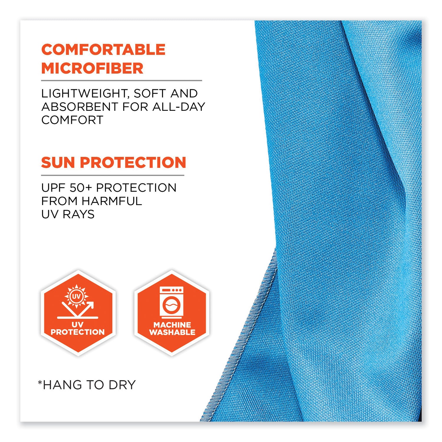 Chill-Its 6602MF Evaporative Microfiber Cooling Towel, 40.9 x 9.8, One Size, Microfiber, Blue, Ships in 1-3 Business Days