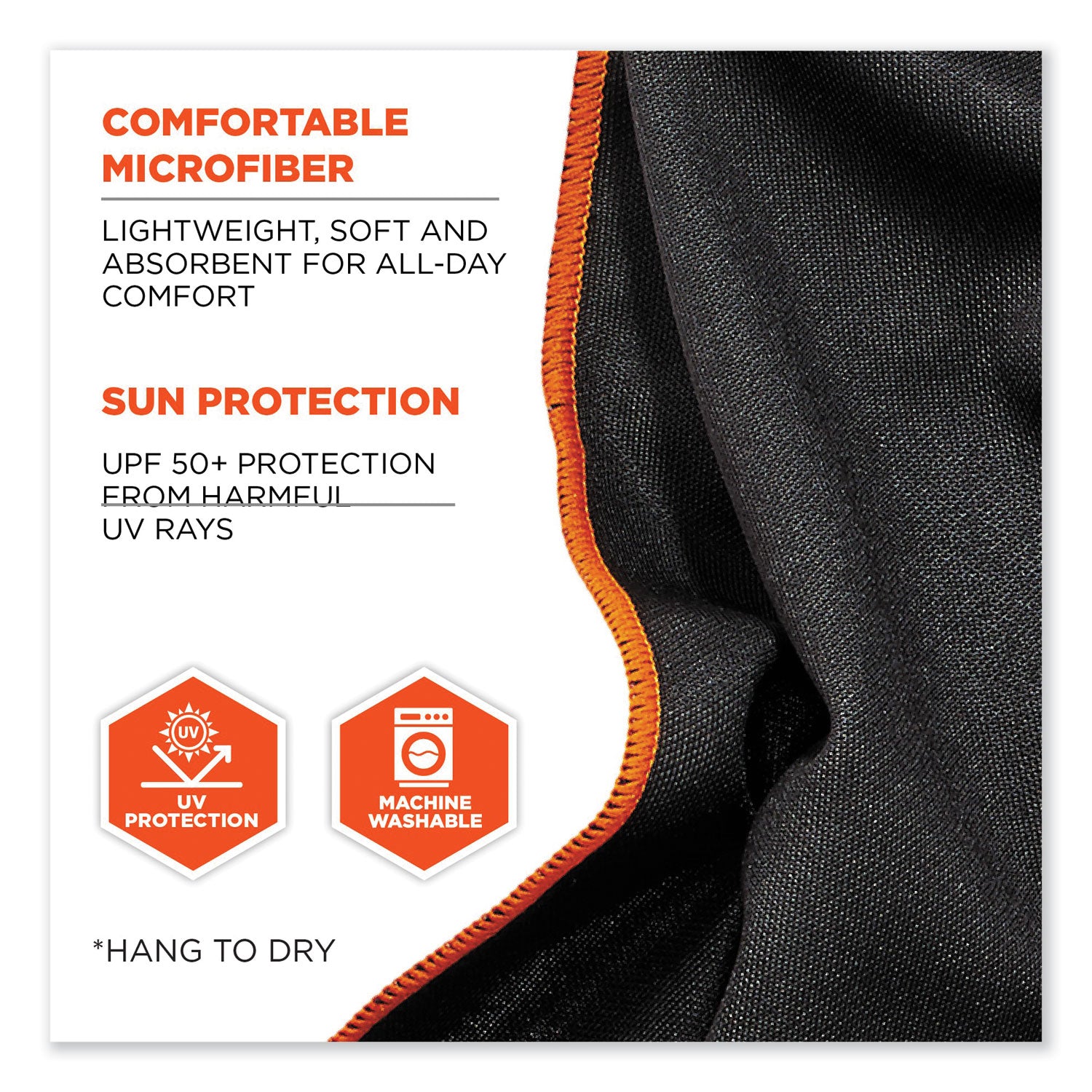 Chill-Its 6602MF Evaporative Microfiber Cooling Towel, 40.9 x 9.8, One Size, Microfiber, Black, Ships in 1-3 Business Days