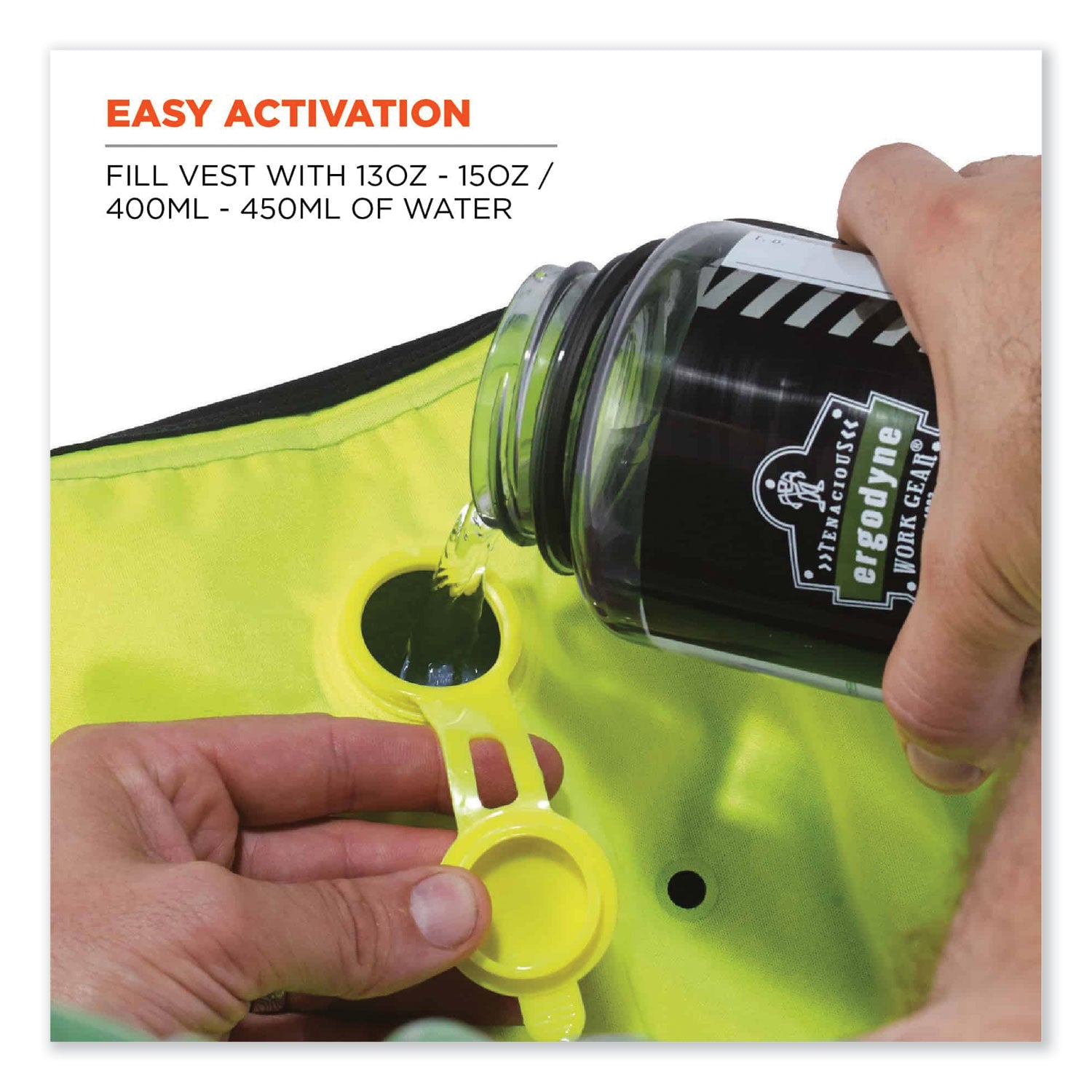 Chill-Its 6685 Premium Dry Evaporative Cooling Vest with Zipper, Nylon, X-Large, Lime, Ships in 1-3 Business Days
