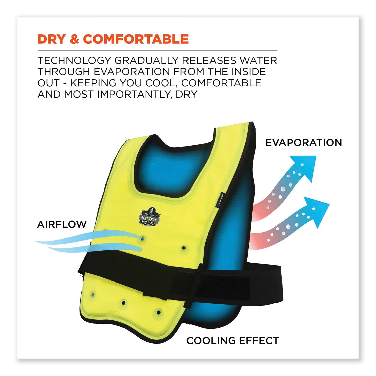 Chill-Its 6687 Economy Dry Evaporative Cooling Elastic Waist Vest, Nylon, Small/Medium, Lime, Ships in 1-3 Business Days