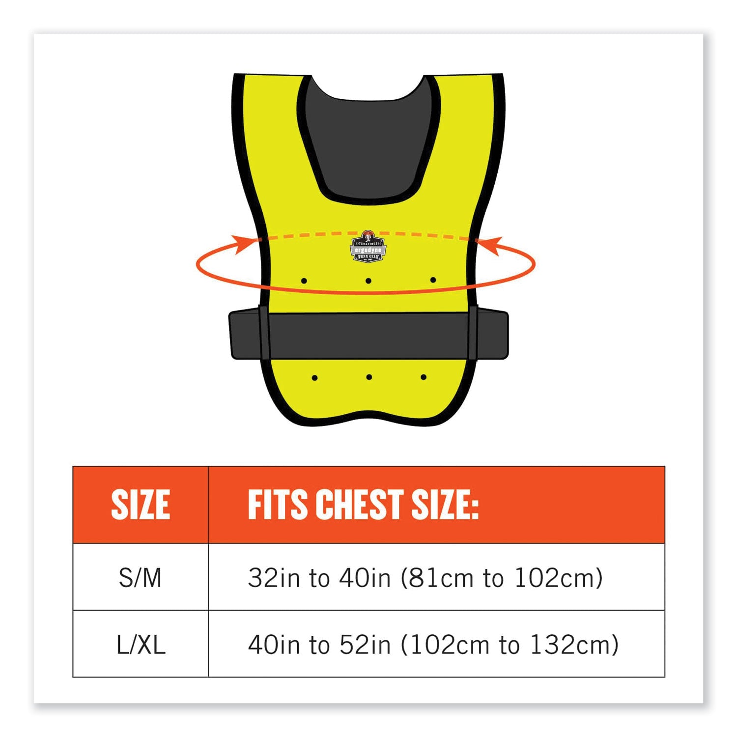 Chill-Its 6687 Economy Dry Evaporative Cooling Elastic Waist Vest, Nylon, Small/Medium, Lime, Ships in 1-3 Business Days